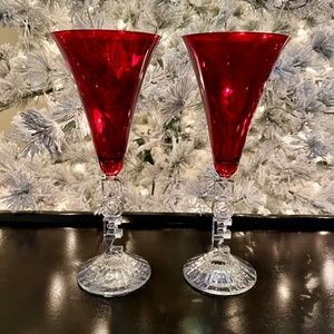 🎄Red Crystal "Noel" Stemmed Glasses ~ Like New🎄
